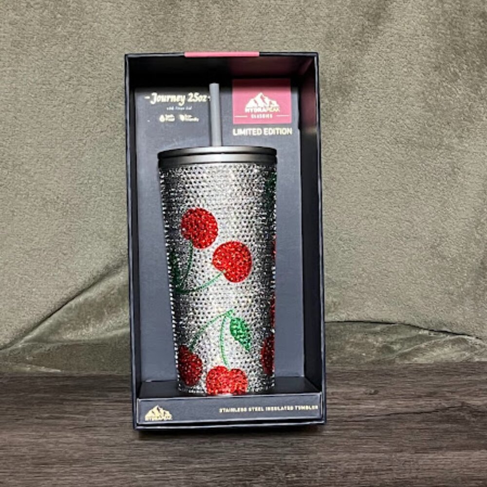 Rhinestone Cherry Cherries Hydrapeak journey 25 oz limited edition